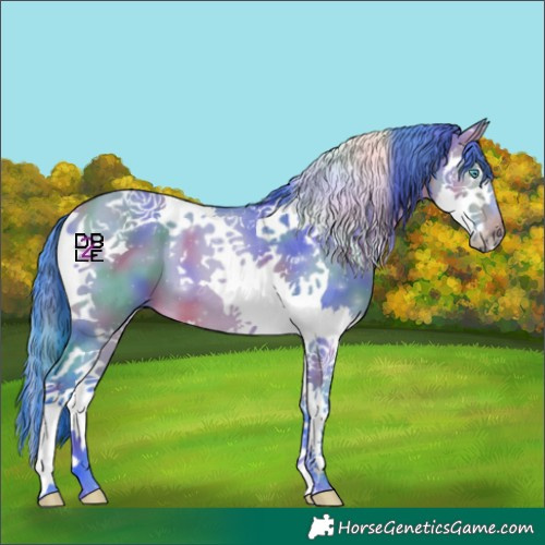 Horse Color:Nacre Watercolor Bay Dun Splash Tobiano 