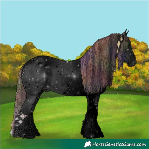 Horse Color:Void Nacre White Spotted Buckskin Onyx Near Fewspot 