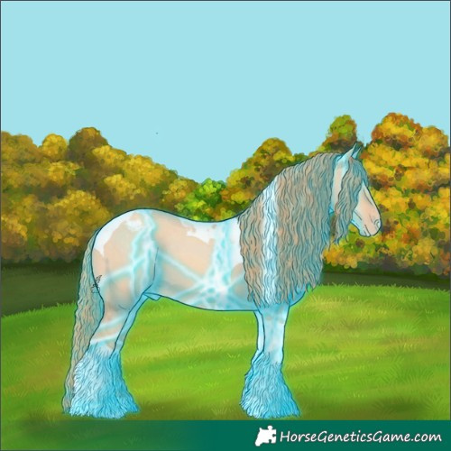 Horse Color:Thunderstruck Gold Champagne Dun Tobiano Varnish 
