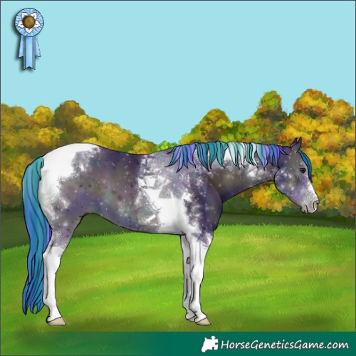 Horse Color:Painted Watercolor Midnight Blue Onyx Chinchilla Ice Tobiano 