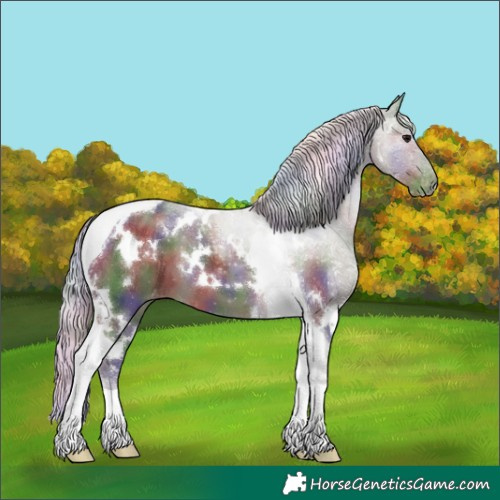 Horse Color:Nacre White Spotted Silver Black Tobiano Varnish 
