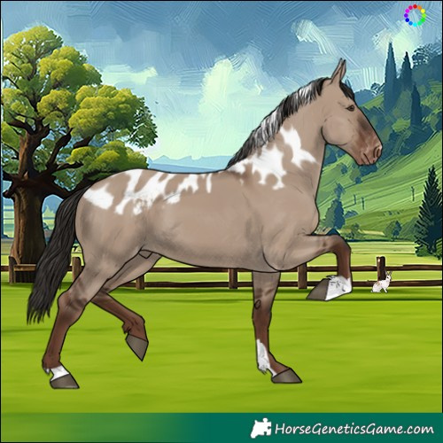 Horse Color:Liver Red Dun Skewed LP Spotted 