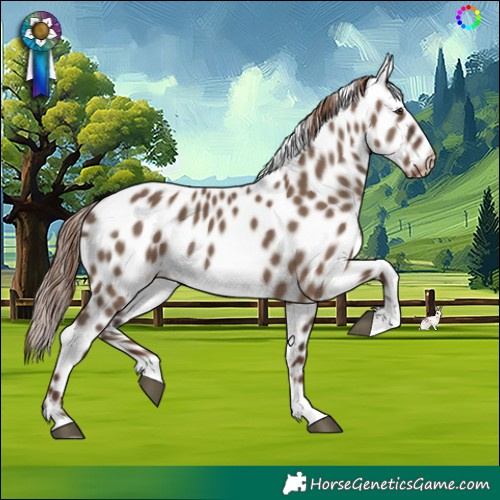 Horse Color:Liver Red Dun Tobiano Skewed LP Spotted 