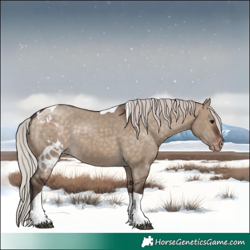Horse Color:Silver Bay Dun Tobiano Skewed LP Spotted Rabicano