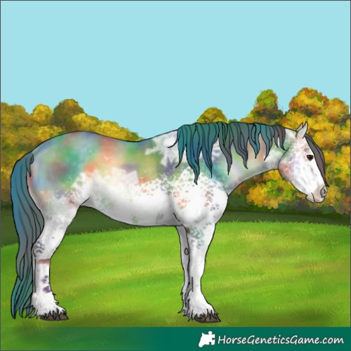 Horse Color:Nacre White Spotted Buckskin Ice Onyx Sabino 