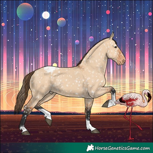 Horse Color:Bay Dun Tobiano Snowcap 