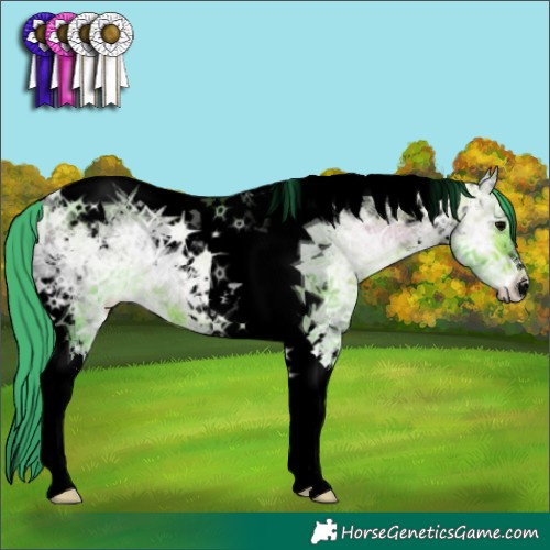 Horse Color:Void Watercolor Bay Ice Onyx Tobiano 