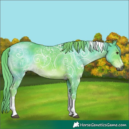 Horse Color:Gray Watercolor Liver Chestnut Ice Tobiano 