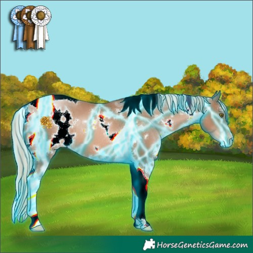 Horse Color:Thunderstruck White Spotted Liver Chestnut Pearl Tobiano