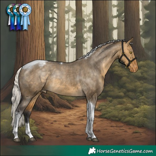 Horse Color:Silver Buckskin Dun Tobiano Varnish Rabicano