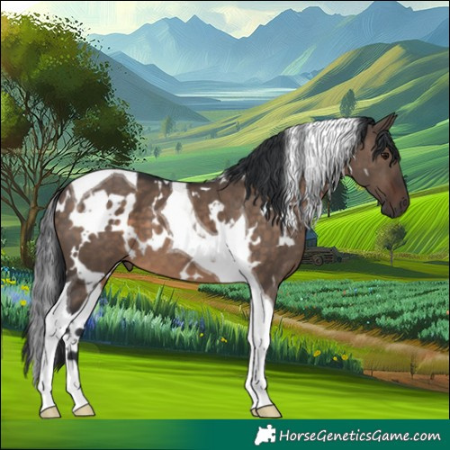 Horse Color:White Spotted Brown Dun Tobiano 