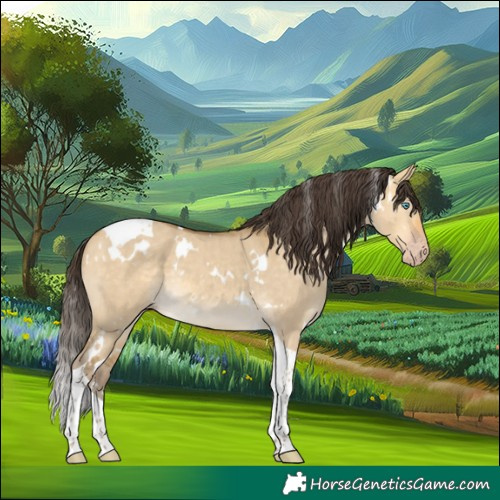 Horse Color:White Spotted Sable Cream Champagne Dun Tobiano