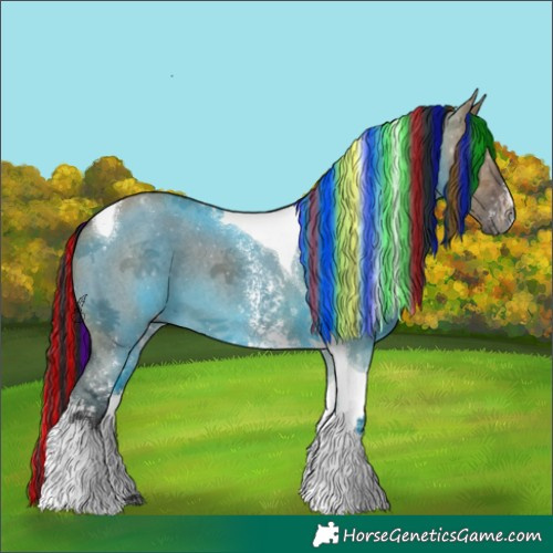 Horse Color:Gray Painted Brown Dun Sabino Tobiano Varnish 