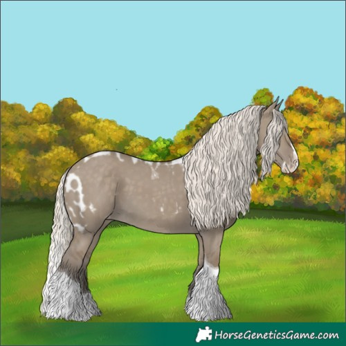 Horse Color:Silver Smoky Grullo Splash Tobiano Skewed LP Spotted 