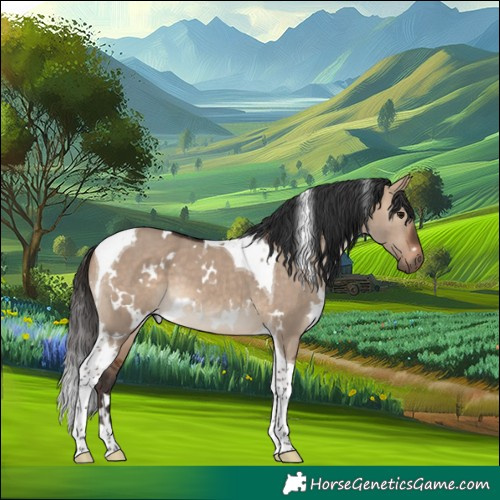 Horse Color:White Spotted Bay Dun Tobiano 