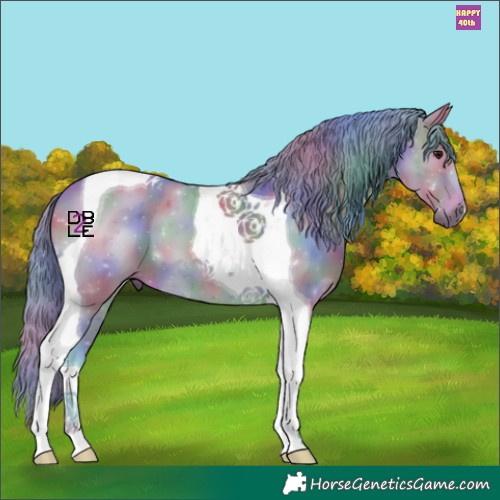 Horse Color:Nacre Watercolor Bay Dun Tobiano