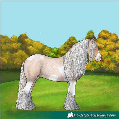 Horse Color:Silver Blue Roan Pearl Tobiano Frame 