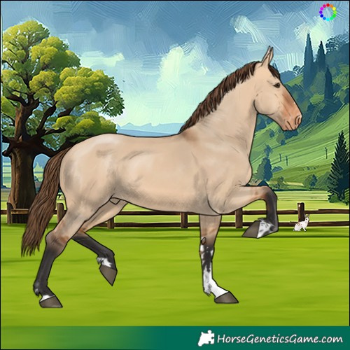 Horse Color:Bay Dun Skewed Appaloosa