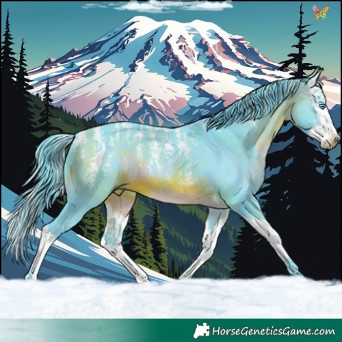 Horse Color:Powder White Watercolor Brown Splash