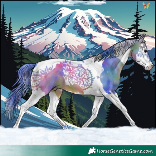Horse Color:Nacre Watercolor Bay Splash Tobiano