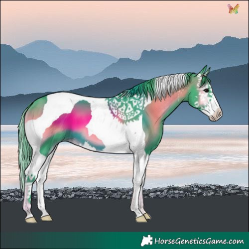 Horse Color:Watercolor Blue Onyx Splash Tobiano 