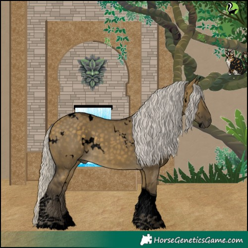 Horse Color:Void White Spotted Silver Buckskin Dun Tobiano
