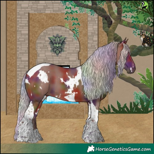 Horse Color:Nacre White Spotted Chocolate Silver Brown Tobiano 