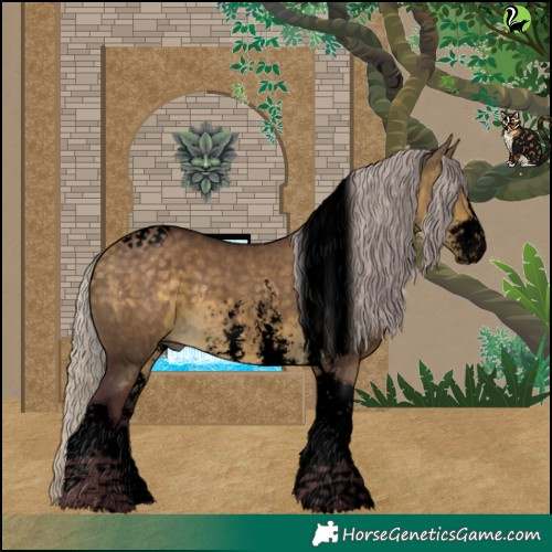Horse Color:Void Chocolate Silver Buckskin Dun Sabino Tobiano