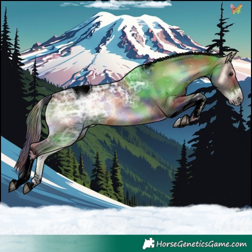 Horse Color:Void Nacre Brown Ice Onyx Tobiano 
