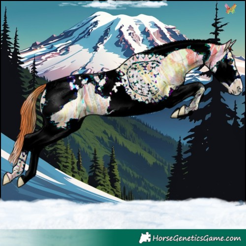 Horse Color:Watercolor Liver Chestnut Ice Splash Tobiano 