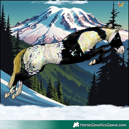 Horse Color:Watercolor Liver Chestnut Ice Splash Tobiano 