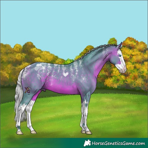 Horse Color:Powder White Watercolor Silver Brown Splash