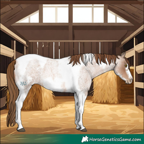 Horse Color:Liver Red Roan Pearl Tobiano Frame