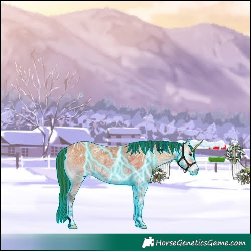 Horse Color:Void Platinum Painted Thunderstruck Bay Ice Onyx Rabicano 