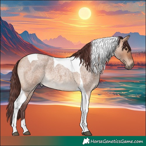Horse Color:Chocolate Bay Roan Dun Tobiano