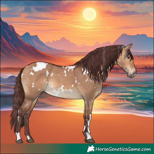 Horse Color:White Spotted Chocolate Bay Dun