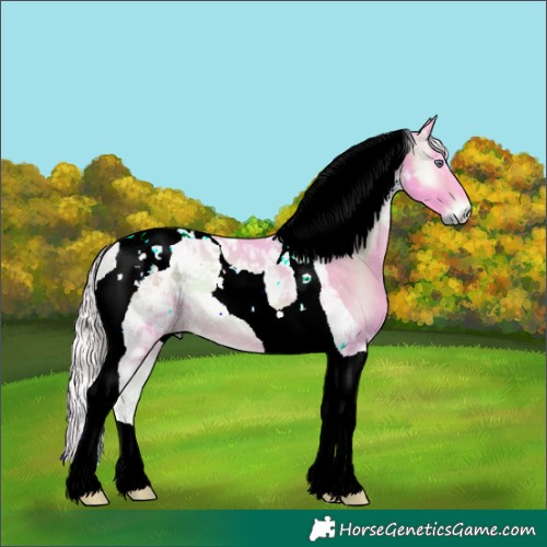 Horse Color:Watercolor Silver Brown Chinchilla Onyx Tobiano 