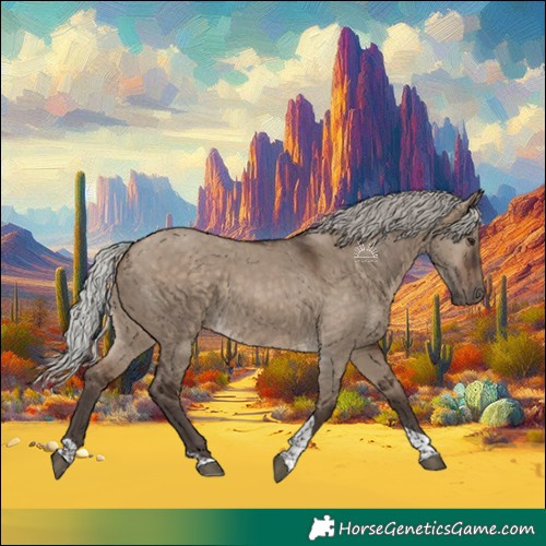 Horse Color:Silver Brown Dun Tobiano 