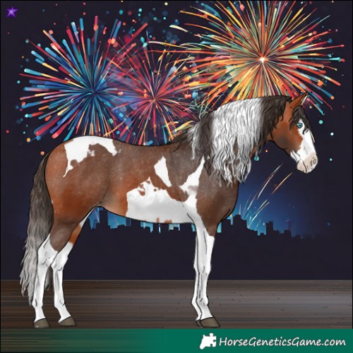 Horse Color:Bay Splash Tobiano Varnish  and Bay Splash Tobiano Varnish 