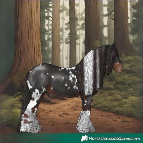 Horse Color:White Spotted Chocolate Silver Brown Tobiano Skewed LP Spotted