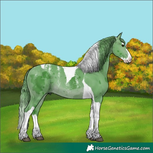 Horse Color:Powder White Watercolor Brown Merle Splash Tobiano