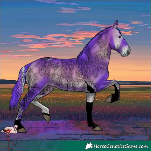 Horse Color:Watercolor Bay Ice Onyx Tobiano Rabicano 