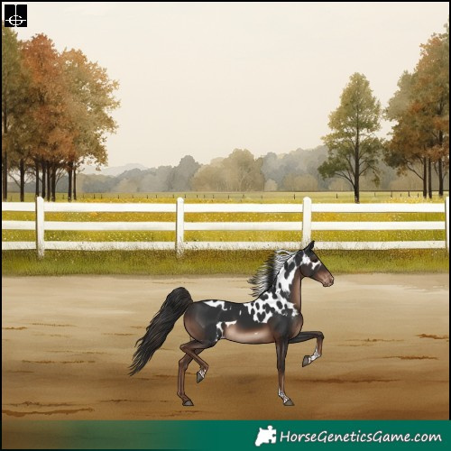 Horse Color:Liver Chestnut Tobiano Skewed LP Spotted Rabicano 
