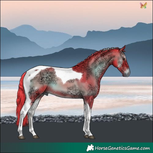 Horse Color:Watercolor Liver Red Onyx Ice Tobiano