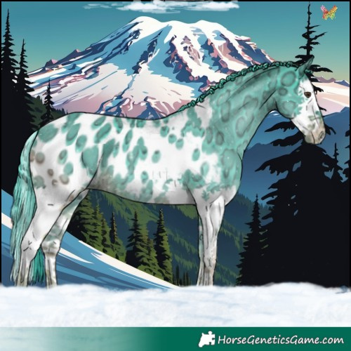 Horse Color:Watercolor Liver Chestnut Ice Splash Near Leopard