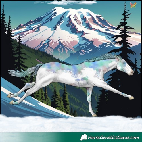 Horse Color:Nacre Watercolor White Spotted Brown Splash