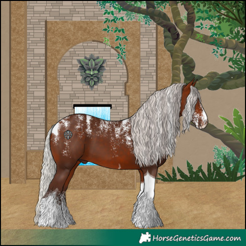 Horse Color:Powder White Silver Bay Tobiano