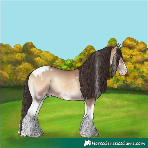 Horse Color:White Spotted Sable Champagne Onyx Tobiano Frame Rabicano