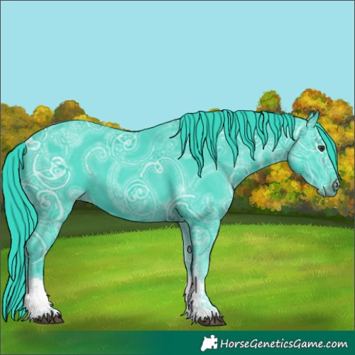 Horse Color:Watercolor Liver Chestnut Ice Sabino Tobiano Rabicano 