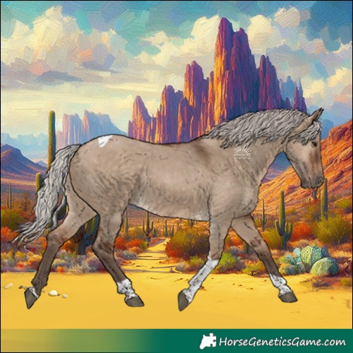 Horse Color:Silver Bay Dun Tobiano Rabicano